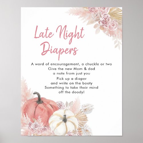 Bohemian Fall in Love Pumpkin Late Night Diaper Poster