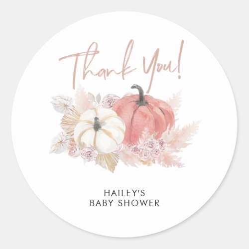 Bohemian Fall in Love Pumpkin Thank You Sticker