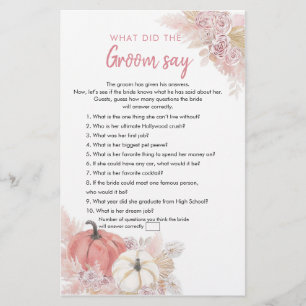 Bohemian Fall in Love Pumpkin What Groom Say Card