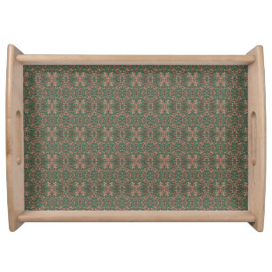 Bohemian Fall Leaf Greenery Seamless Pattern   Serving Tray