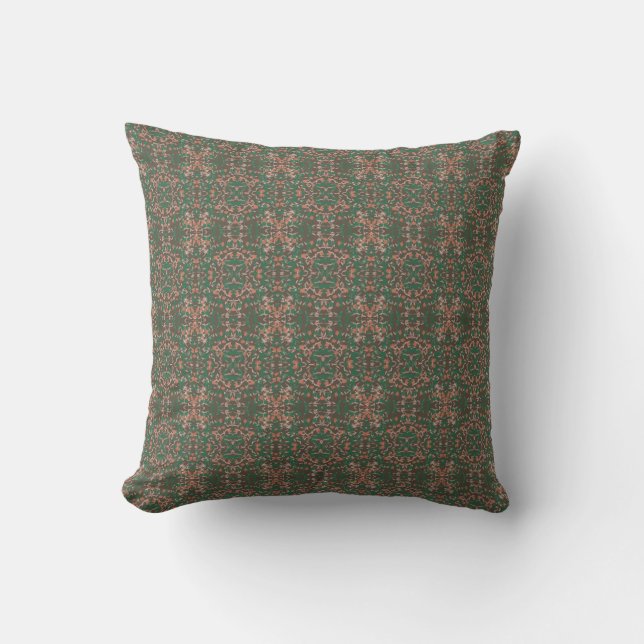 Bohemian Fall Leaf Greenery Seamless Pattern Throw Pillow (Front)