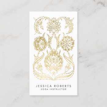 Bohemian Faux Gold Foil Modern Trendy Floral Business Card by whimsydesigns at Zazzle