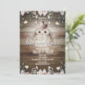 Bohemian Feather Friends Owl & Bird Baby Shower Invitation (Standing Front)
