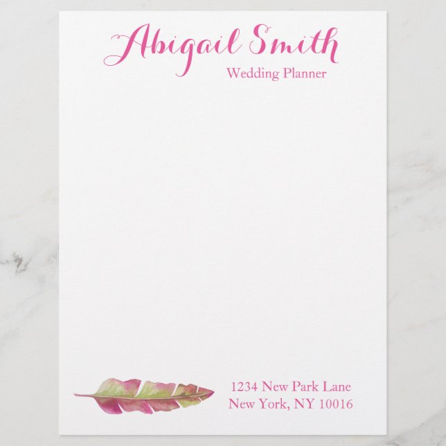 Bohemian Feather Personalized Letterhead (Front)