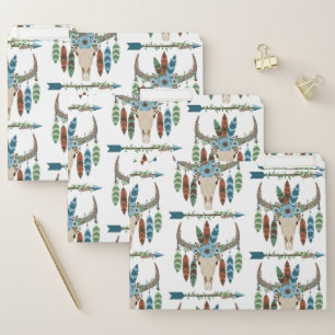Bohemian Feathers Dreamcatcher Blue Antler  Arrow File Folder