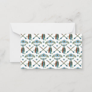 Bohemian Feathers Dreamcatcher Blue Flowers Arrows Note Card