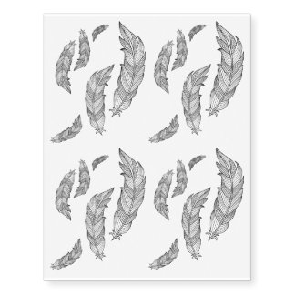Bohemian Feathers Falling - Feather Nature Art Temporary Tattoos