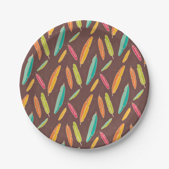 Bohemian feathers Paper Plates (Front)