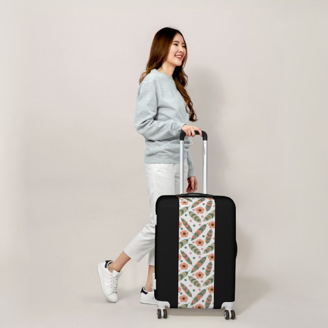 Bohemian Feathers Pink Flowers Luggage (Scale)