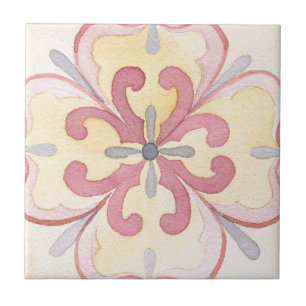 Bohemian feminine gift Floral pattern Watercolor Ceramic Tile