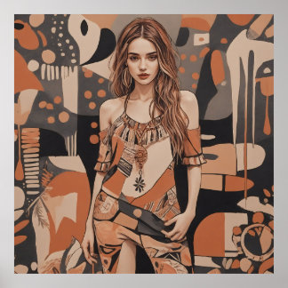 Bohemian Feminine Illustration Poster