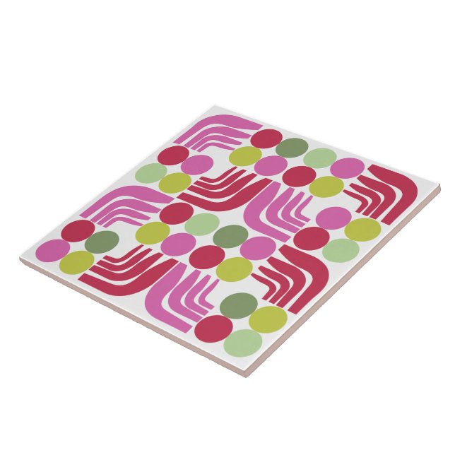 Bohemian Festa Red Pink Green  Ceramic Tile (Side)
