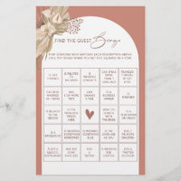 Bohemian find the guest bingo bridal shower game f