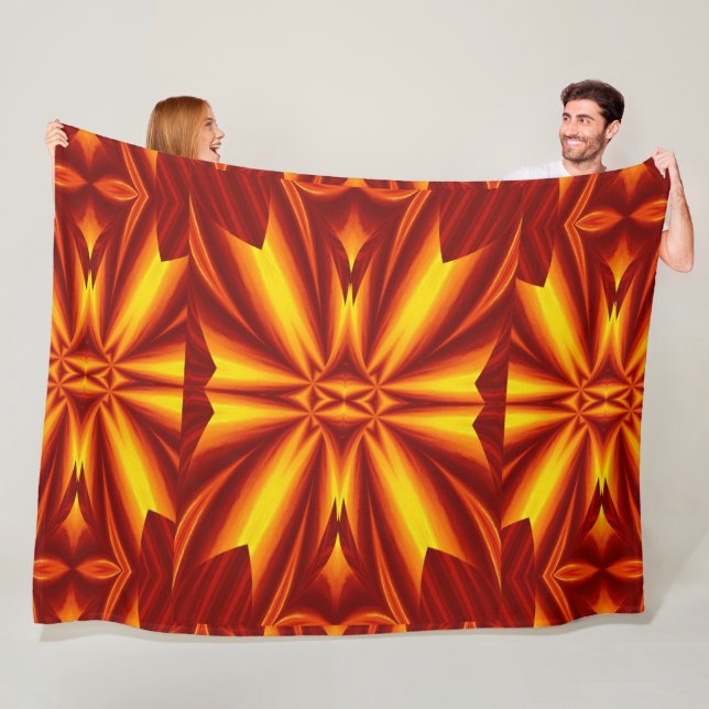 Bohemian Fire Flowers 102 Fleece Blanket (In Situ)