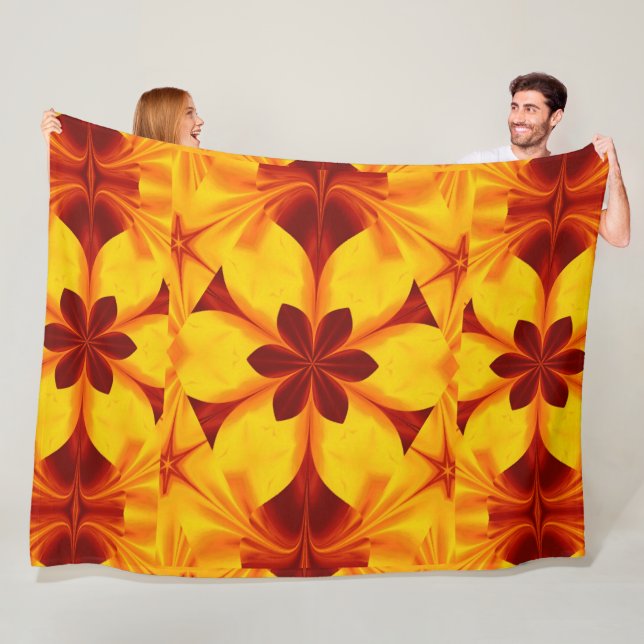 Bohemian Fire Flowers 45 Fleece Blanket (In Situ)