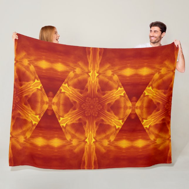 Bohemian Fire Flowers 57 Fleece Blanket (In Situ)