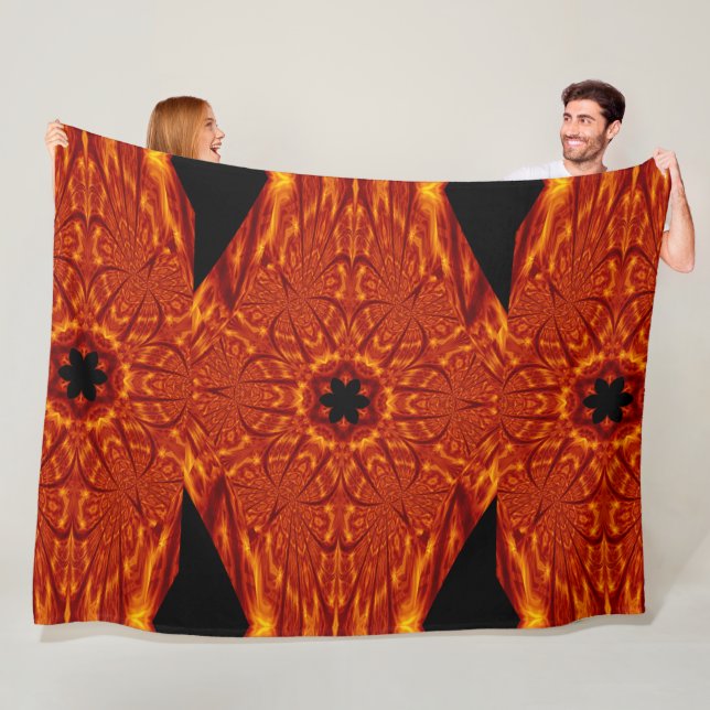 Bohemian Fire Flowers 85 Fleece Blanket (In Situ)