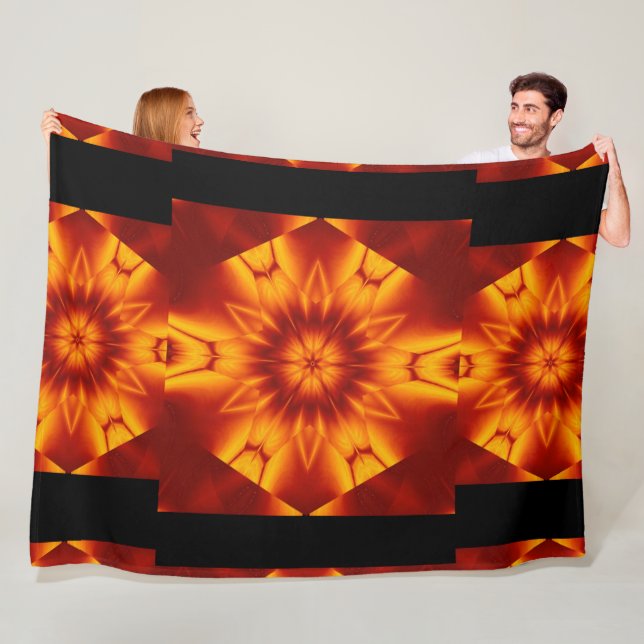 Bohemian Fire Flowers 95 Fleece Blanket (In Situ)