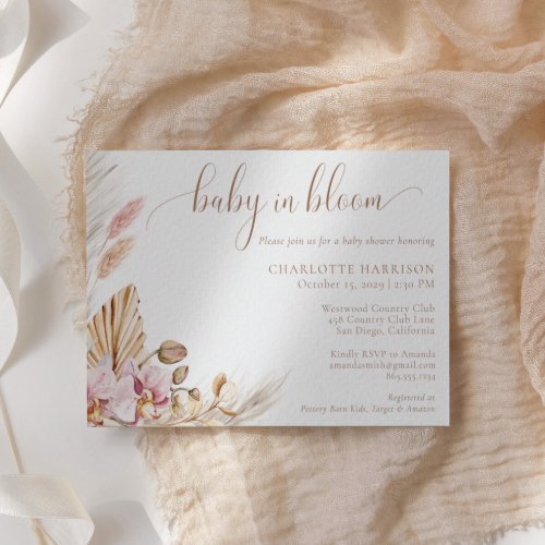 Bohemian Floral Baby in Bloom  Baby Shower Invitation