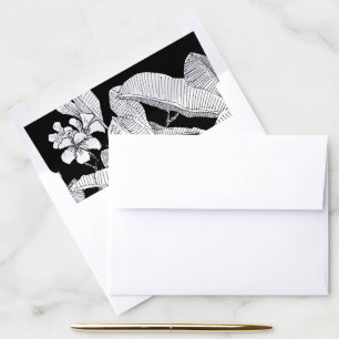Bohemian Floral Black White Modern Wedding Envelope Liner