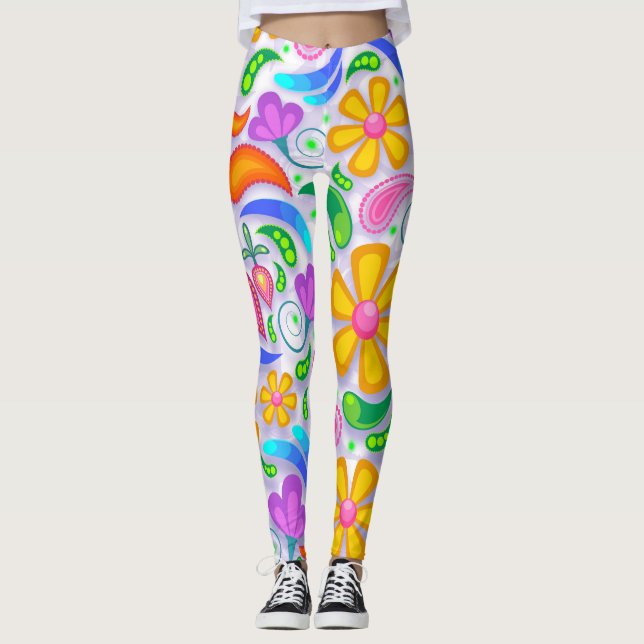  BOHEMIAN FLORAL BOHO YOGA PANTS  LEGGINGS (Front)