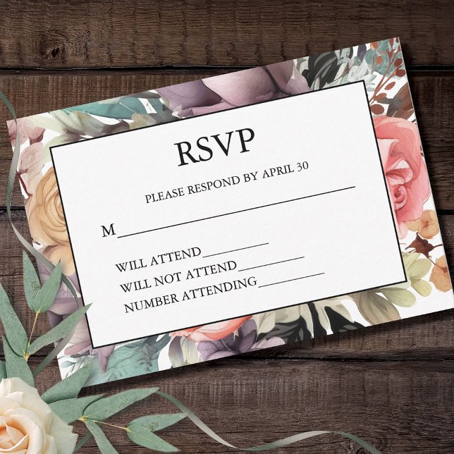 Bohemian Floral Bouquet Watercolor RSVP Card (Creator Uploaded)