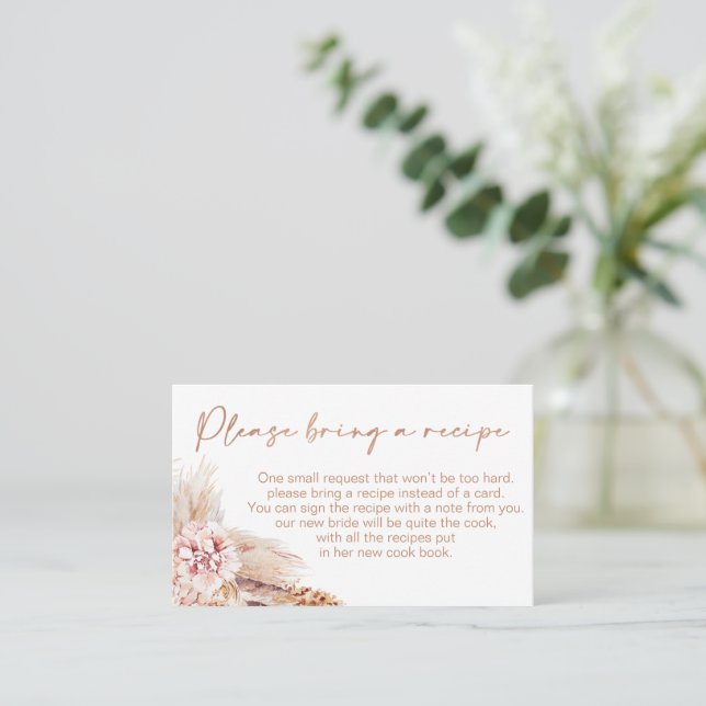 Bohemian Floral Bridal Shower Recipe Card Request (Standing Front)