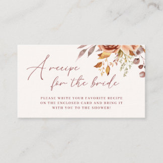 Bohemian Floral Bridal Shower Recipe Request Enclosure Card
