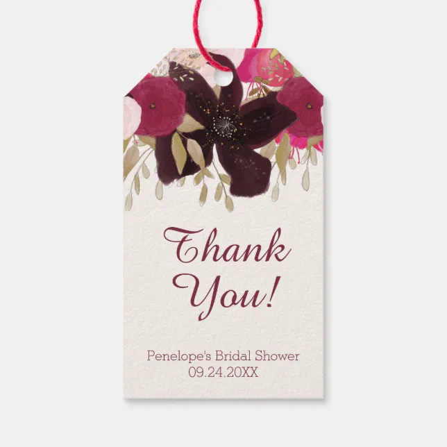 Bohemian Floral Bridal Shower Thank You Favor Tags | Zazzle