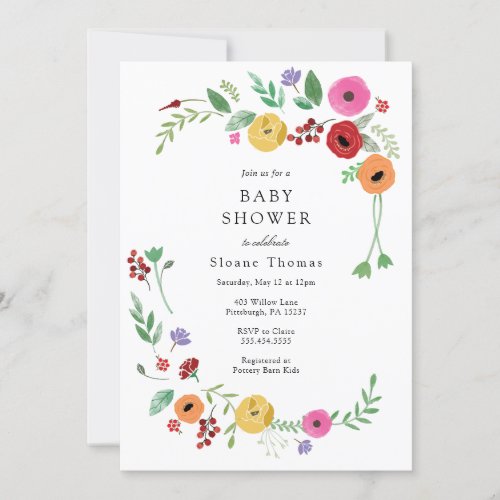 Bohemian Floral Bright Color Baby Shower Invitation