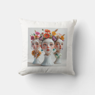 Bohemian Floral Centerpiece Trio: Fresh and Dried  Throw Pillow