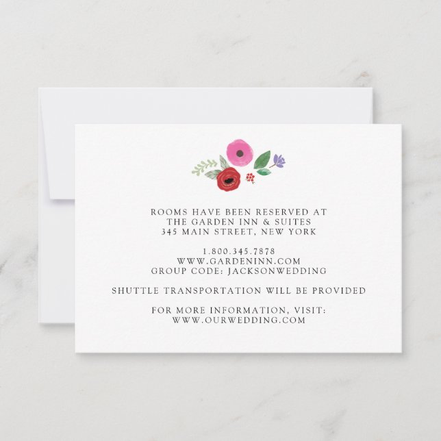 Bohemian Floral Colorful Wedding Details Card (Front)