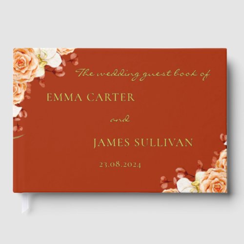 Bohemian Floral Crown Foil Guestbook _ Red Version