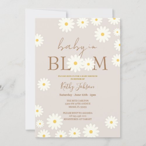 Bohemian Floral Daisy Baby in Bloom Shower  Invitation