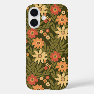 Bohemian floral design in earth tones iPhone 16 case