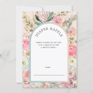 Bohemian Floral Diaper Raffle Ticket Invitation