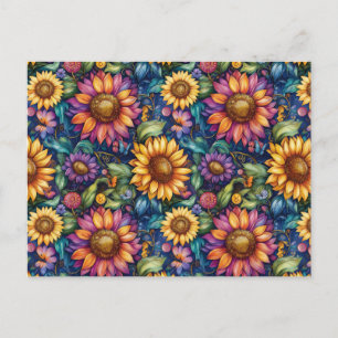 Bohemian Floral Dreamscape Vibrant Pattern Postcard