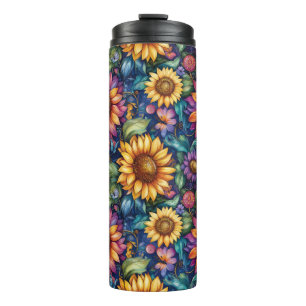 Bohemian Floral Dreamscape Vibrant Pattern Thermal Tumbler