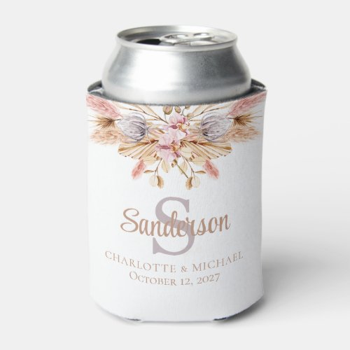 Bohemian Floral Dusty Pink Personalized Wedding Can Cooler
