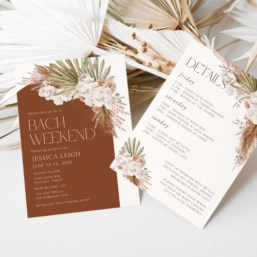 Bohemian Floral  Feathers Bach Weekend Invitation