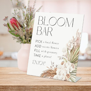 Bohemian Floral & Feathers Bloom Flower Bar Pedestal Sign