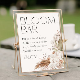 Bohemian Floral &amp; Feathers Bloom Flower Bar Poster