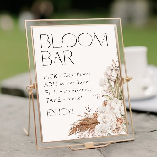 Bohemian Floral  Feathers Bloom Flower Bar Poster