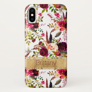 Bohemian Floral, Feathers Case-Mate iPhone X Case