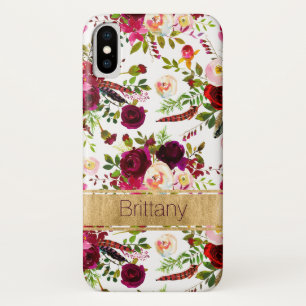 Bohemian Floral, Feathers Case-Mate iPhone X Case