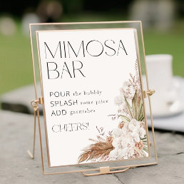 Bohemian Floral &amp; Feathers Mimosa Bar Poster