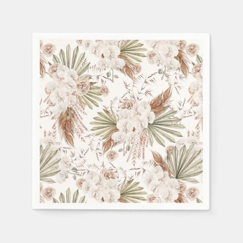 Bohemian Floral  Feathers Napkins