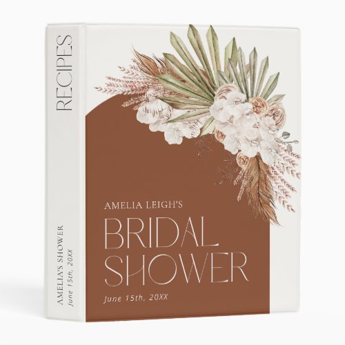 Bohemian Floral  Feathers Shower Recipes Mini Binder
