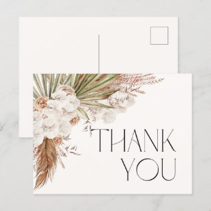 Bohemian Floral & Feathers Thank You Card