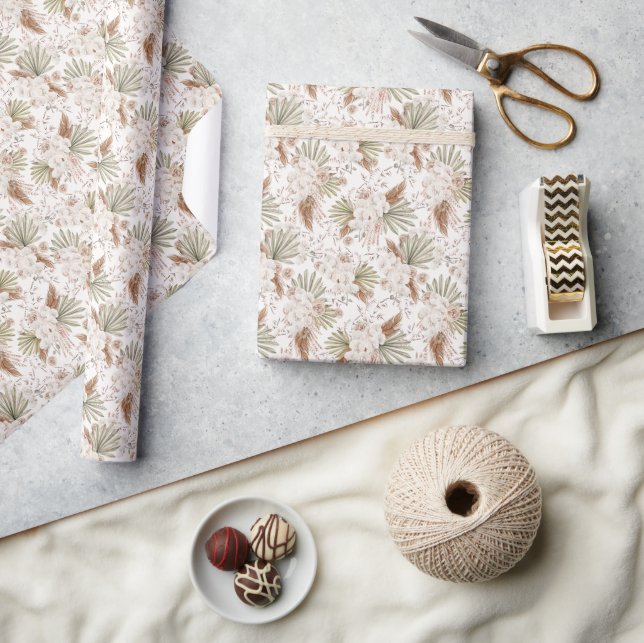 Bohemian Floral & Feathers Wrapping Paper (Crafts)
